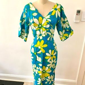 Vintage Sun Fashions of Hawaii Womens Long Maxi Dress 1960s 1970s Small Mod.